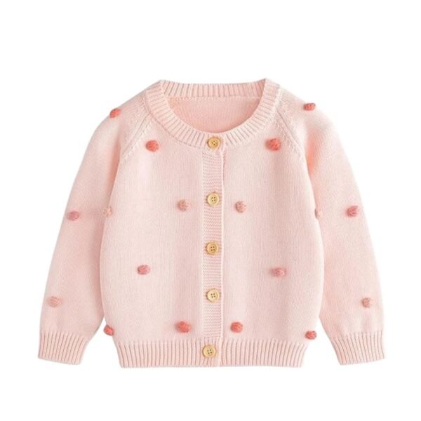 Vilos Pink Knit Cardigan Sweater For Kids
